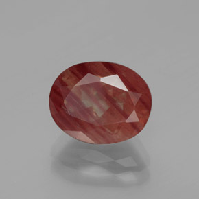 2.88 ct Red Andesine Labradorite Stone, Natural Andesine Labradorite in Oval Facet Shape for Sale