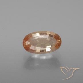 9.7 x 5.8mm Oval Facet Golden Andesine Labradorite from Congo, Weight of 1.48ct, Natural diffused Gemstone in Transparent Clarity, 1pc Andesine Labradorite - Color: Medium Peach, Mohs Hardness of 6 - 6.5, Photo A