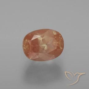 3.54 ct Orange Andesine Labradorite Stone, Natural Andesine Labradorite in Oval Facet Shape for Sale