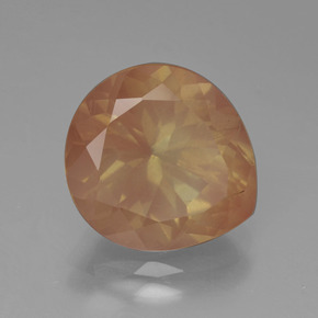 5.53 ct Orange Andesine Labradorite Stone, Natural Andesine Labradorite in Pear Facet Shape for Sale