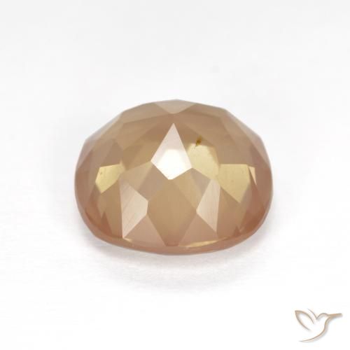Andesine Labradorite Gemstone in 9.8 x 9.6 mm Size for Sale, Andesine Labradorite Stone in Light Peach Orange Color