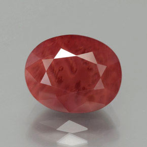 3.37 ct Red Andesine Labradorite Gemstone, Andesine Labradorite Gem in Oval Facet Shape for Sale.