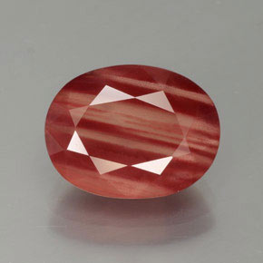 4.09 ct Red Andesine Labradorite Gemstone, Andesine Labradorite Gem in Oval Facet Shape for Sale.