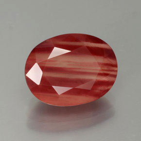 4.09 ct Red Andesine Labradorite Stone, Natural Andesine Labradorite in Oval Facet Shape for Sale