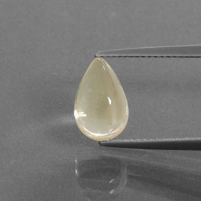 3.28 ct Yellow Andesine Labradorite Gemstone, Andesine Labradorite Gem in Pear Cabochon Shape for Sale.