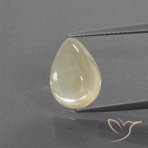 5.25 ct Golden Andesine Labradorite Gemstone, Andesine Labradorite Gem in Pear Cabochon Shape for Sale.