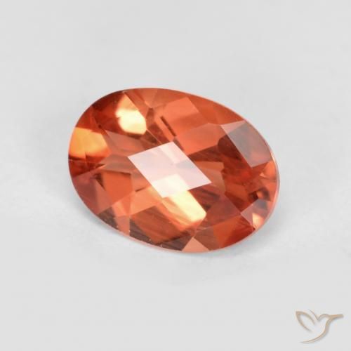 0.66 ct Red Andesine Labradorite Stone, Natural Andesine Labradorite in Oval Checkerboard Shape for Sale