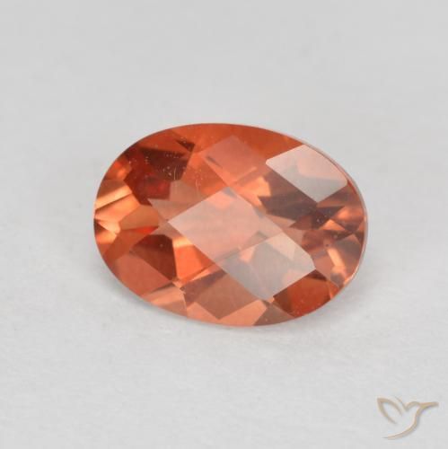 0.72 ct Red Andesine Labradorite Stone, Natural Andesine Labradorite in Oval Checkerboard Shape for Sale