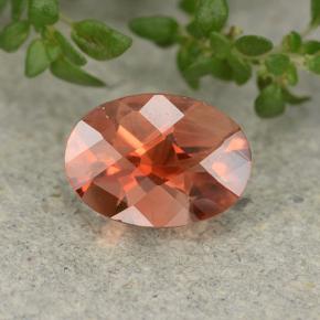 0.69 ct Orange Andesine Labradorite Gemstone, Andesine Labradorite Gem in Oval Checkerboard Shape for Sale.