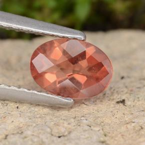 0.61 ct Orange Andesine Labradorite Gemstone, Andesine Labradorite Gem in Oval Checkerboard Shape for Sale.