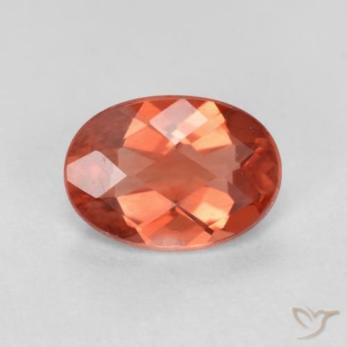 Orange Red Andesine Labradorite Gem - 0.7ct Oval Checkerboard (ID: 488939)