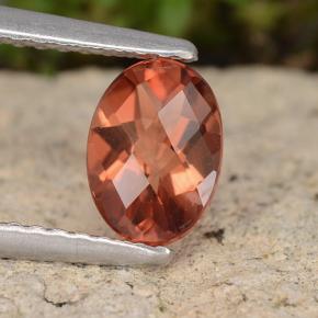 0.74 ct Orange Andesine Labradorite Stone, Natural Andesine Labradorite in Oval Checkerboard Shape for Sale
