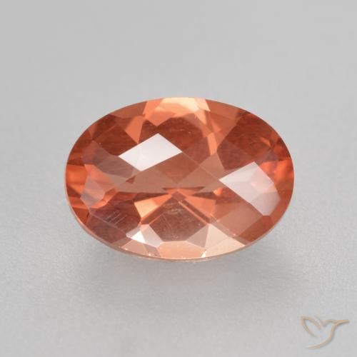 Andésine Labradorite Ovale en damier des États-Unis 0,71 ct, dimension 7,2 x 5,1mm, pureté vvs-vs, pierre gemme naturelle Diffusé, 1 pièce de labradorite andésine de couleur Rouge-orange, dureté Mohs de 6 à 6.5, Photo A