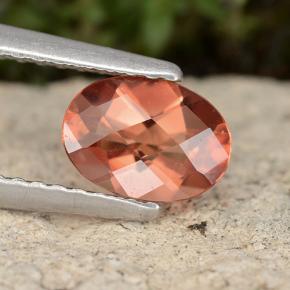 0.63 ct Orange Andesine Labradorite Gemstone, Andesine Labradorite Gem in Oval Checkerboard Shape for Sale.