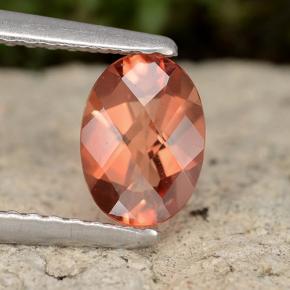 0.63 ct Orange Andesine Labradorite Stone, Natural Andesine Labradorite in Oval Checkerboard Shape for Sale
