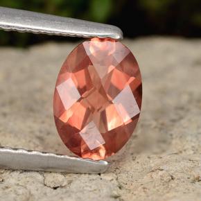 0.72 ct Orange Andesine Labradorite Stone, Natural Andesine Labradorite in Oval Checkerboard Shape for Sale