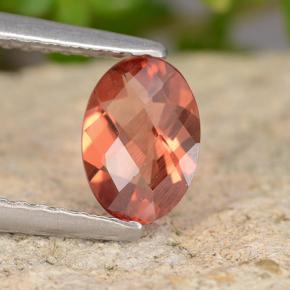 0.60 ct Red Andesine Labradorite Stone, Natural Andesine Labradorite in Oval Checkerboard Shape for Sale