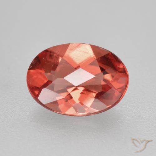 Rojo medio Andesina Labradorita Gema - 0.7ct Forma de Tablero de Ajedrez Óvalo (ID: 489137)