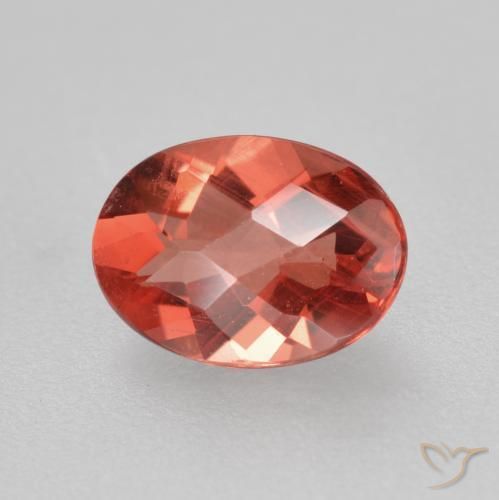 0.66 ct Red Andesine Labradorite Stone, Natural Andesine Labradorite in Oval Checkerboard Shape for Sale
