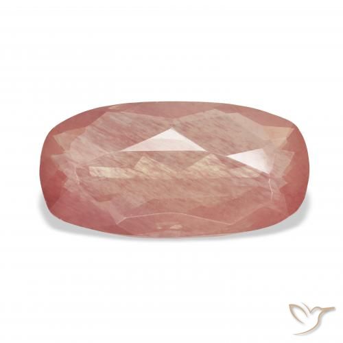 5.40ct Natural Pale Reddish Orange Andesine Labradorite, Cushion, Transparent