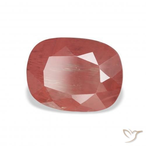 3.43 ct Red Andesine Labradorite Stone, Natural Andesine Labradorite in Cushion-Cut Shape for Sale