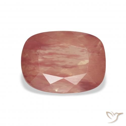 3.85ct Natural Pale Reddish Orange Andesine Labradorite, Cushion, Transparent