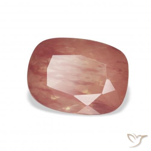 3.85 ct Red Andesine Labradorite Stone, Natural Andesine Labradorite in Cushion-Cut Shape for Sale