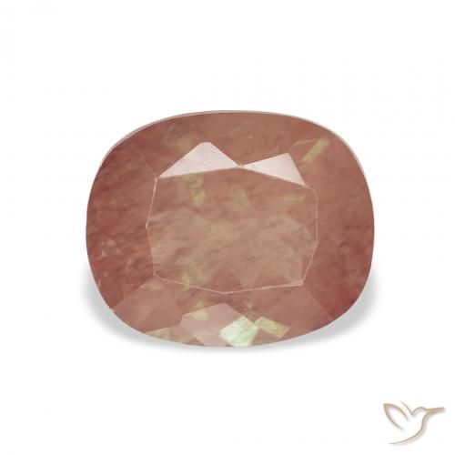 2.25ct Natural Orange Red Andesine Labradorite, Cushion, Transparent