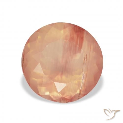 3.65ct Natural Light Orange Andesine Labradorite, Round, Transparent
