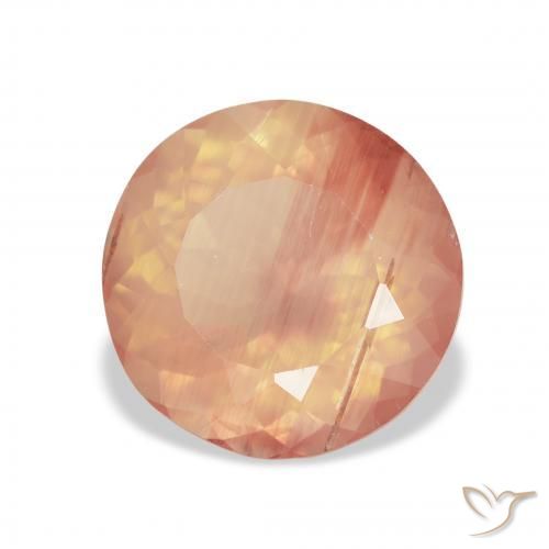 3.65 ct Orange Andesine Labradorite Stone, Natural Andesine Labradorite in Round Facet Shape for Sale