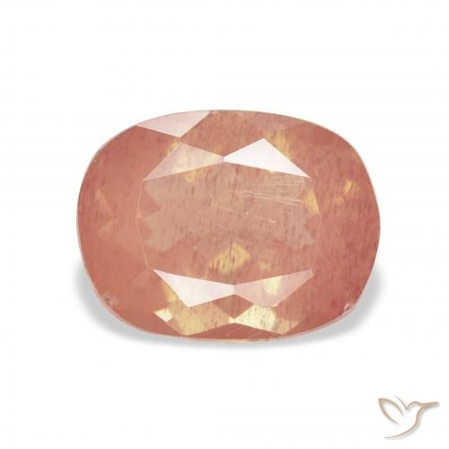 3.14 ct Pink Andesine Labradorite Gemstone, Andesine Labradorite Gem in Cushion-Cut Shape for Sale.