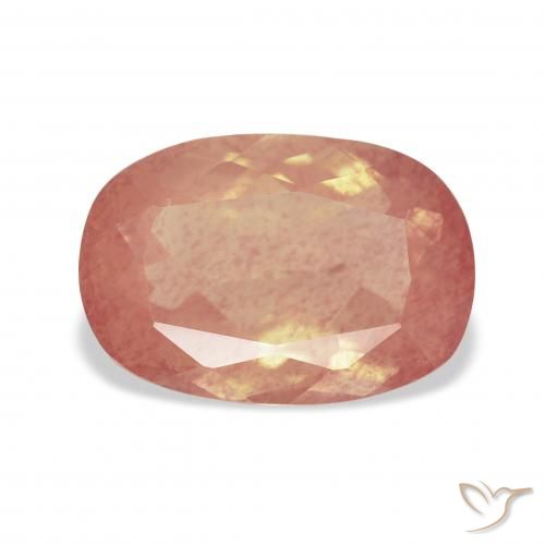 3.91ct Natural Orangish Pink Andesine Labradorite, Cushion, Transparent
