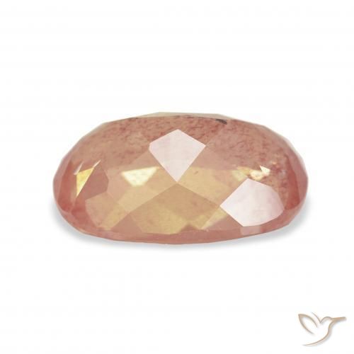 Andesine Labradorite Gemstone in 12.6 x 8.7 mm Size for Sale, Andesine Labradorite Stone in Orangish Pink Color