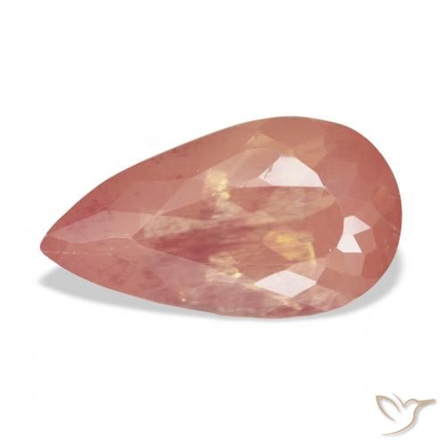 5.89ct Natural Medium Pink Andesine Labradorite, Pear Shape, Transparent