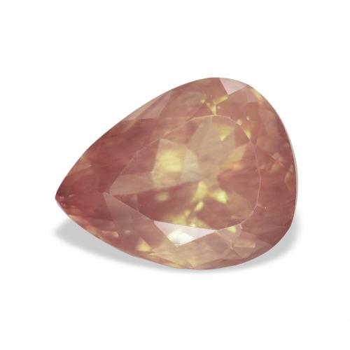 3.41 ct Red Andesine Labradorite Gemstone, Andesine Labradorite Gem in Pear Facet Shape for Sale.
