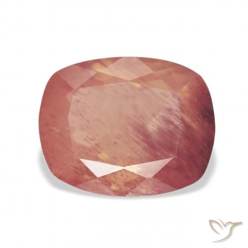 5.94ct Natural Orangish Pink Andesine Labradorite, Cushion, Transparent