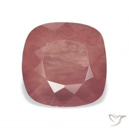 4.63ct Natural Medium Red Andesine Labradorite, Cushion, Transparent