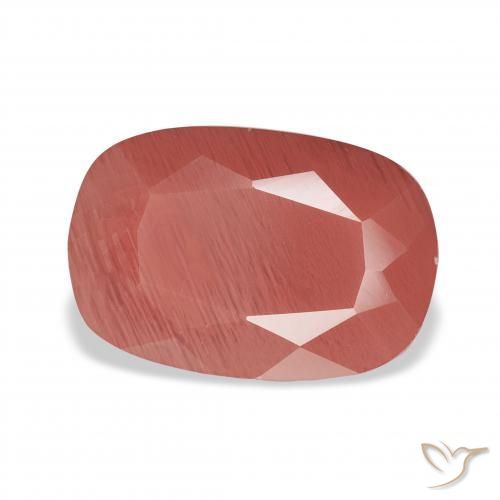 3.61 ct Red Andesine Labradorite Stone, Natural Andesine Labradorite in Cushion-Cut Shape for Sale