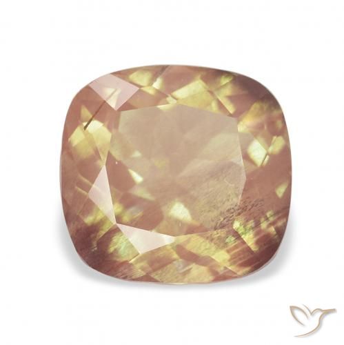 2.15ct Natural Orange-Golden Andesine Labradorite, Cushion, Transparent