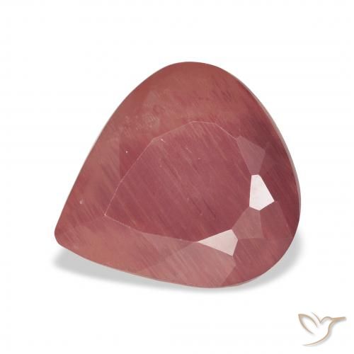 4.57ct Natural Medium Red Andesine Labradorite, Pear Shape, Translucent