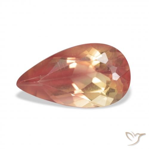 3.31ct Natural Deep Reddish Orange Andesine Labradorite, Pear Shape, Transparent