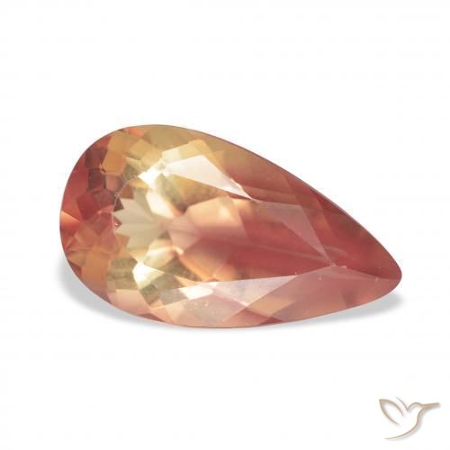 3.31 ct Orange Andesine Labradorite Stone, Natural Andesine Labradorite in Pear Facet Shape for Sale