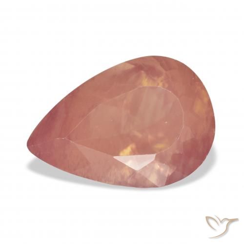 5.35ct Natural Pale Reddish Orange Andesine Labradorite, Pear Shape, Transparent