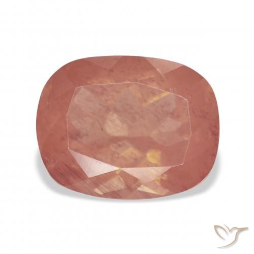 6.47ct Natural Pale Reddish Orange Andesine Labradorite, Cushion, Transparent