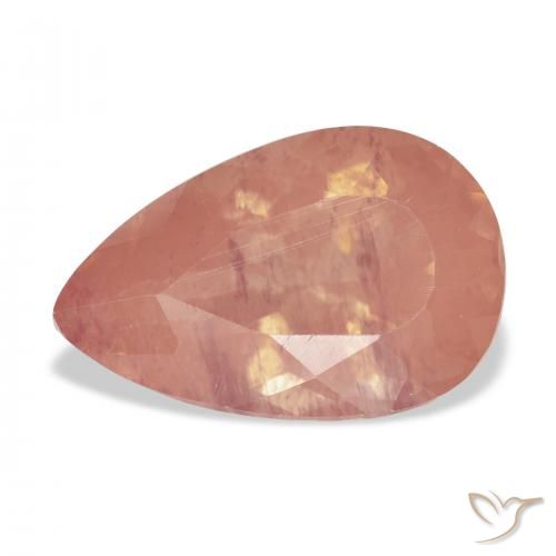 5.02ct Natural Pale Reddish Orange Andesine Labradorite, Pear Shape, Transparent