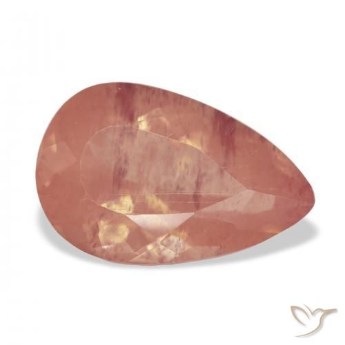 5.02 ct Red Andesine Labradorite Stone, Natural Andesine Labradorite in Pear Facet Shape for Sale