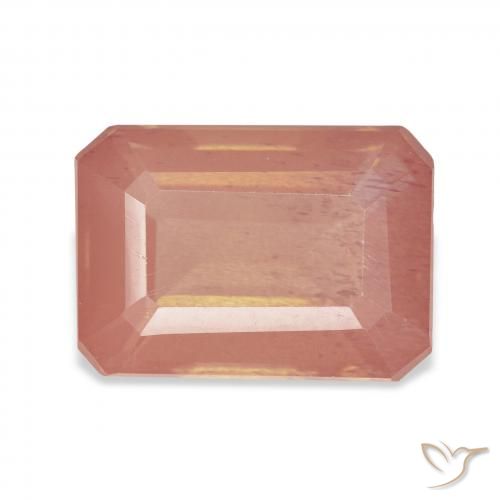 7.64ct Natural Pale Reddish Orange Andesine Labradorite, Emerald Cut, Transparent