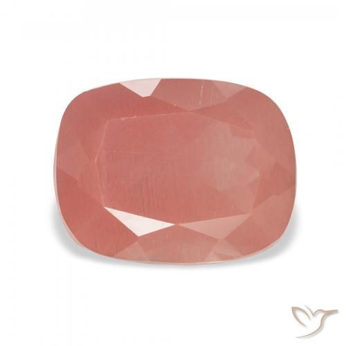 3.47ct Natural Pale Reddish Orange Andesine Labradorite, Cushion, Translucent