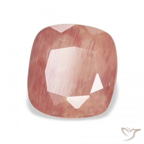3.21 ct Red Andesine Labradorite Stone, Natural Andesine Labradorite in Cushion-Cut Shape for Sale