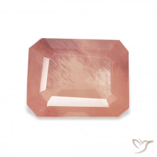 3.27ct Natural Grapefruit Pink Andesine Labradorite, Emerald Cut, Transparent